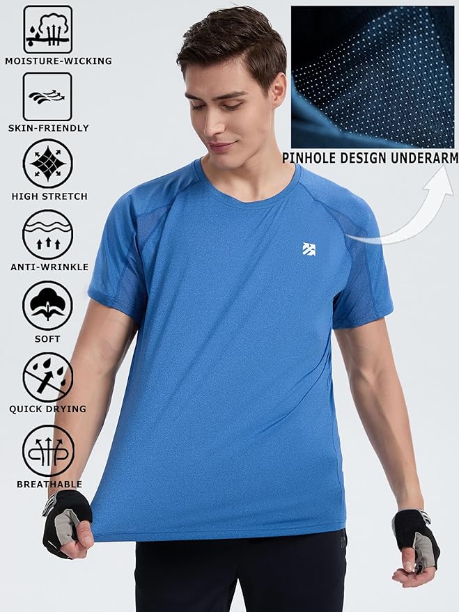 Moisture Wicking Quick Dry Soft Pickleball Workout Hiking Camping Running Shirts for Men Outdoor Sports