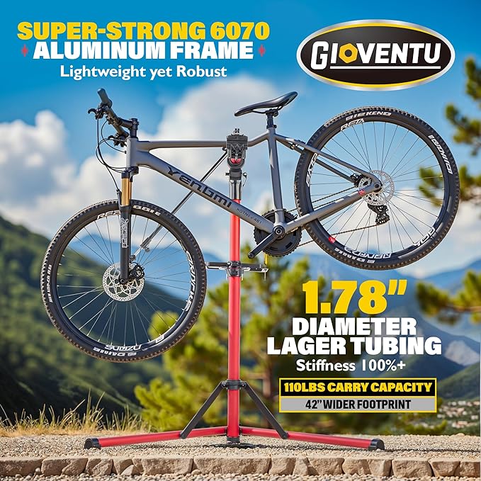 Gioventù E Bike Repair Stand Bicycle Stand(Max 110lbs) - Bike Stand for Maintenance with Super-strong Clamp, Heavy Duty Mechanics Workstand for E-bikes, Mountain Bikes and Road Bikes
