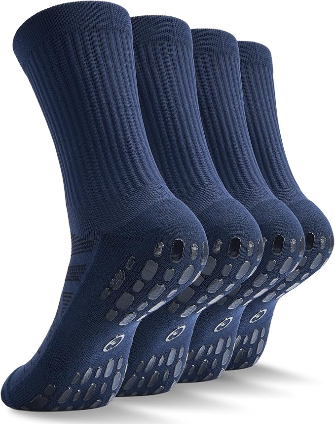 CWVLC Grip Socks Soccer - Cushioned Non-Slip Grippy for Men & Women Athletic - Barre Hospital Sticky Slipper Socks