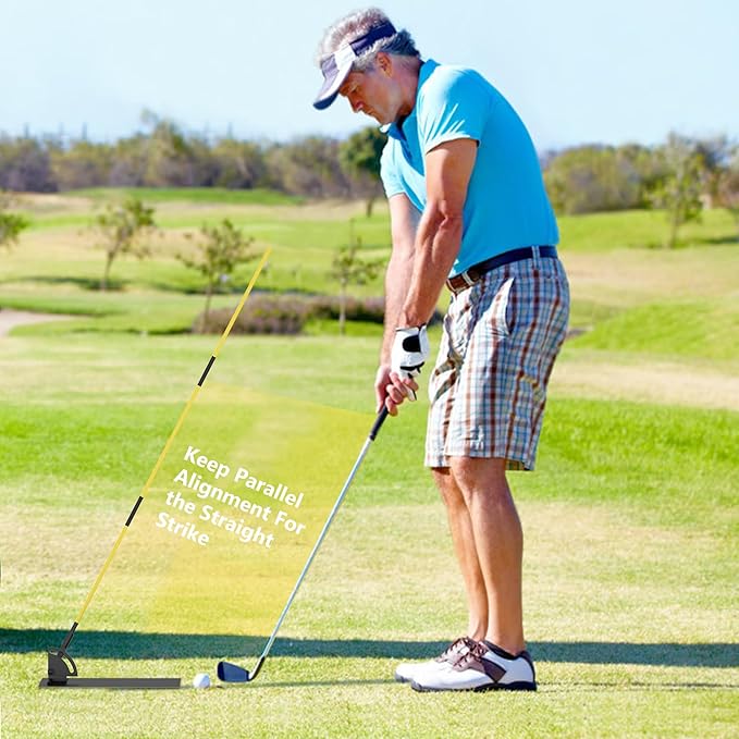 Golf Alignment Sticks - Golf Sticks Alignment Aid Golf Alignment Rods for Aiming, Putting, Full Swing Trainer, Posture Corrector Golf Training aid with Clear Tube Case