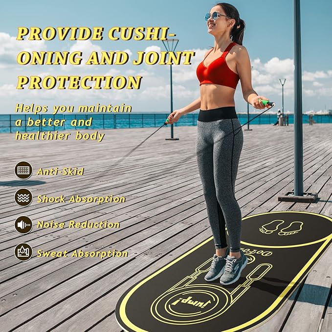 Jump Rope Mat 63"x27" Exercise Fitness, Non-Slip Indoor Outdoor Crossrope Mat, 6mm Thick High-Density Workout Jumping Pad for Home Gym Flooring and Concrete