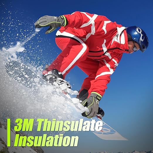 HANDLANDY Waterproof Insulated Work Gloves, 3M Thinsulate Thermal Winter Gloves for Men Women Touch Screen, Warm Ski Snowboard Cold Weather Gloves (Green-men Size, Medium)