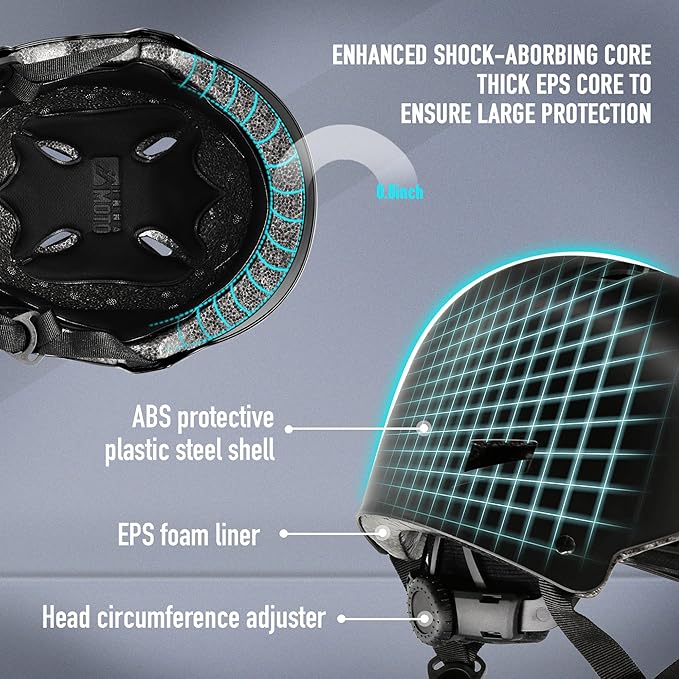 Skateboard Helmet for Adults - Adjustable Certified Safety Adults Helmet for Skateboarding Bike Bicycle Scooter Cycling Skate Skating Multisport Helmets for Women Men Boys Girls Kids Youth