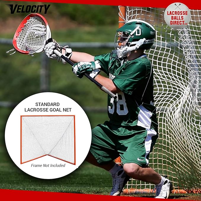 Velocity Heavy Duty Black & White Lacrosse Net - Fits 6’x6’x7’ Goals - Weatherproof, UV Resistant 1000D High-Strength Polyester - Comes with 100+ Feet of Lacing Cord and 4 Quick Ties