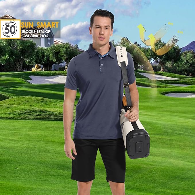 Mens Polo Shirts Short Casual Solid Stylish Dry Fit Performance Designed Collared Golf Polo Shirts for Men