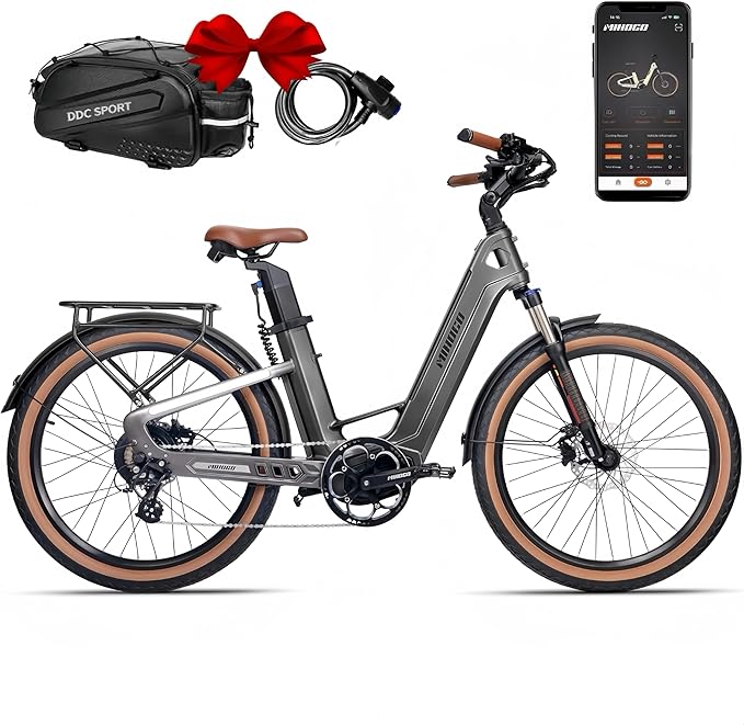 Carbon Fiber Electric Bike for Adults, Peak 1000W Motor 25MPH Ebike with 48V 19.2AH Removable Dual Batteries, 128 Miles Range, 26'' Big Tires, 7-Speed, Electric Bicycle for Men/Women