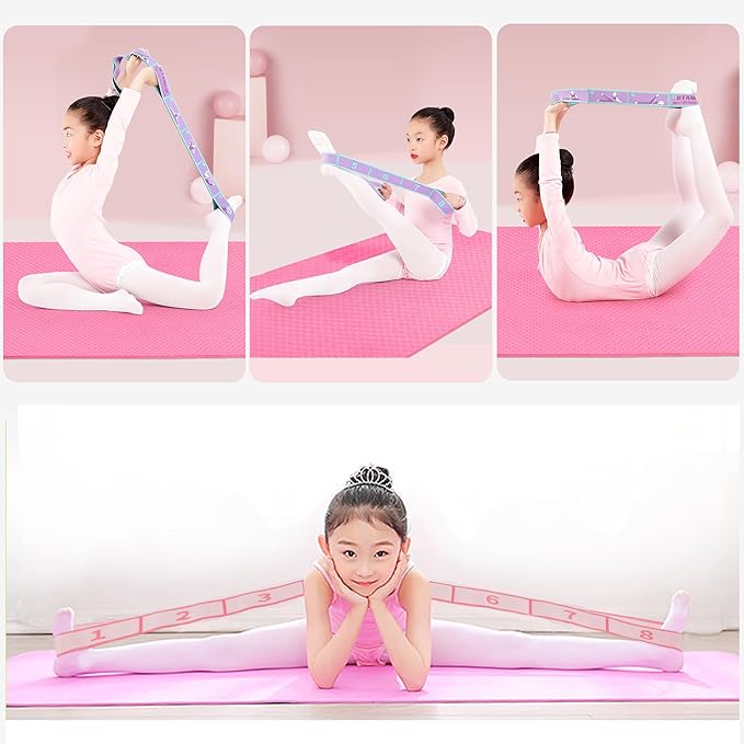 2 PCS Stretch Strap for Kids Dance Elastic Band for Children Gymnastics Stretching Strap Kids Stretching Bands Multi-Loop Adjustable Exercise Bands Stretching Resistance Ballet Bands -8 Loops