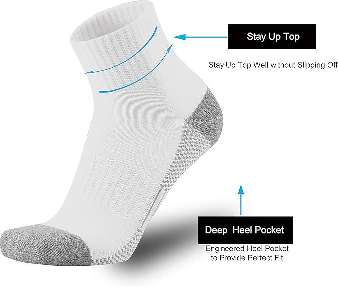 ONKE Max Full Cushion Low Cut Quarter Socks for Men Athletic Running Training Work Thick Warm Moisture Control Anti Blister