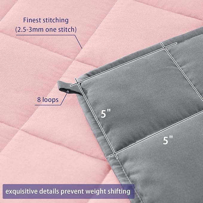 King Size Weighted Blanket for Adults (20 lbs, 80” x 87”, Pink Grey) Cooling Heavy Blanket for Sleeping Perfect for 190-210 lbs, Breathable Blanket for Adults & Couple All Season, Machine Washable