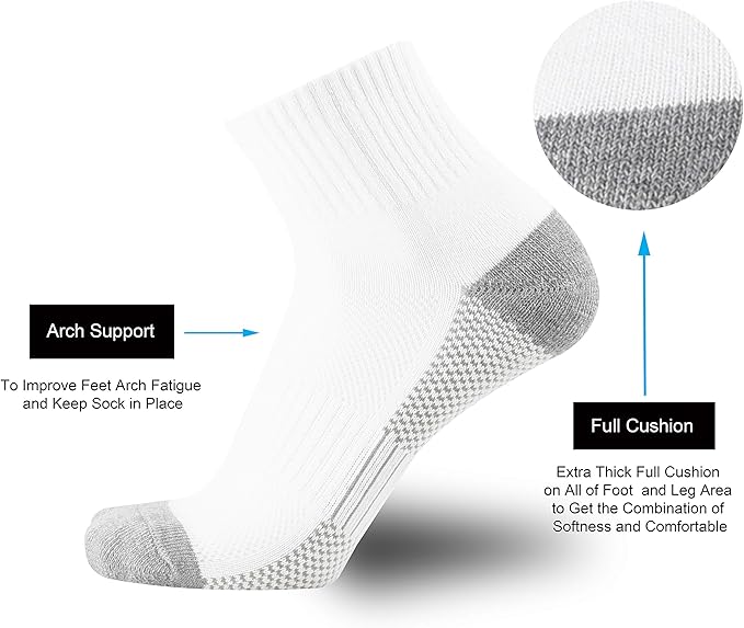 ONKE Max Full Cushion Low Cut Quarter Socks for Men Athletic Running Training Work Thick Warm Moisture Control Anti Blister