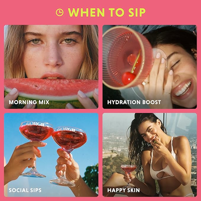 GORGIE Glow Variety Pack 15 Sticks, Electrolyte Powder Healthy Drink Mix, w/Hyaluronic Acid, Aquamin, Vitamin C & D, Probiotics, No Sugar, Antioxidants for Hydration, Skin Care, and Gut Balance