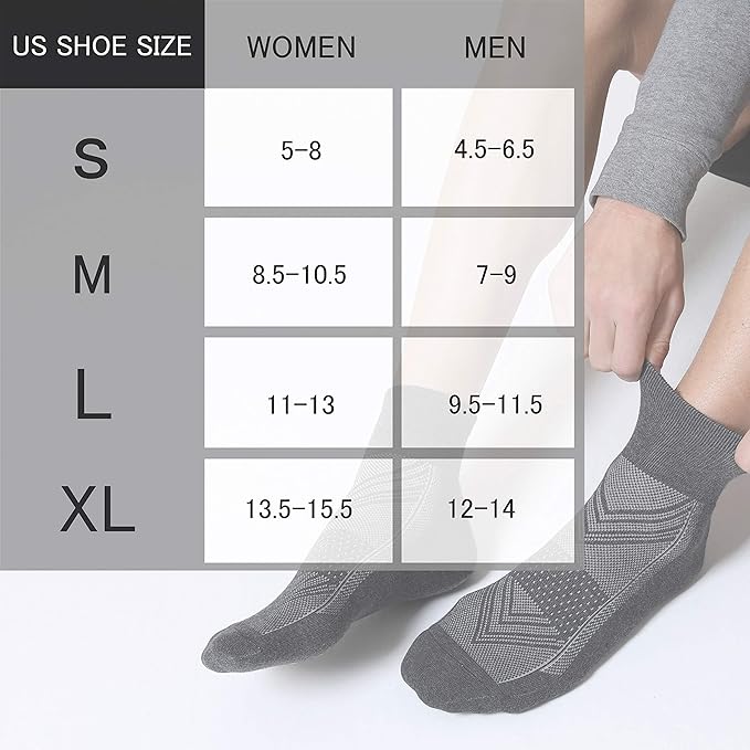 CelerSport 6 Pack Men's Ankle Socks with Cushion, Sport Athletic Running Socks