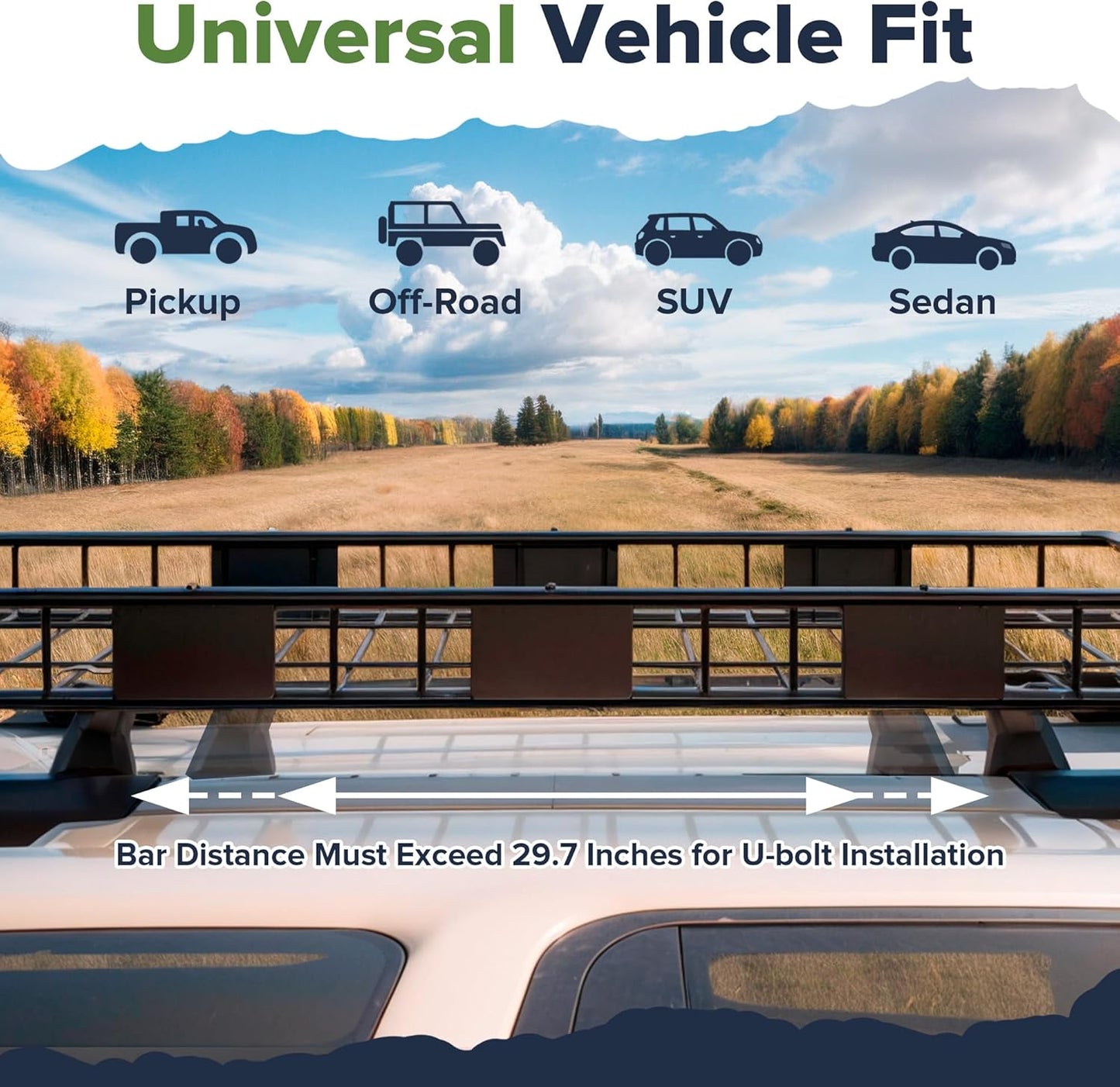 ARKSEN 64 x 39 x 5 Inch Upgrade Universal Roof Rack - 150Lbs Capacity Heavy Duty Rooftop Cargo Carrier with Extension for Car, SUV & Pickup, Durable Steel, Easy Install, Spacious Storage