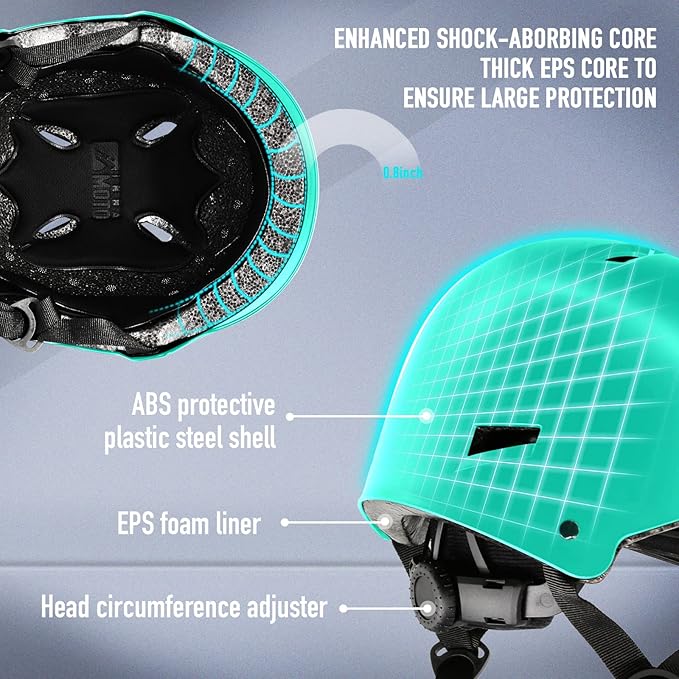 Skateboard Helmet for Adults - Adjustable Certified Safety Adults Helmet for Skateboarding Bike Bicycle Scooter Cycling Skate Skating Multisport Helmets for Women Men Boys Girls Kids Youth