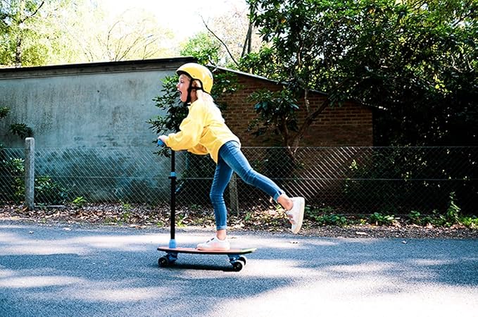 Chillafish Skatieskootie Customizable Training Skateboard and Lean-to-Steer Scooter with Detachable Stability Handlebar, Ages 3+