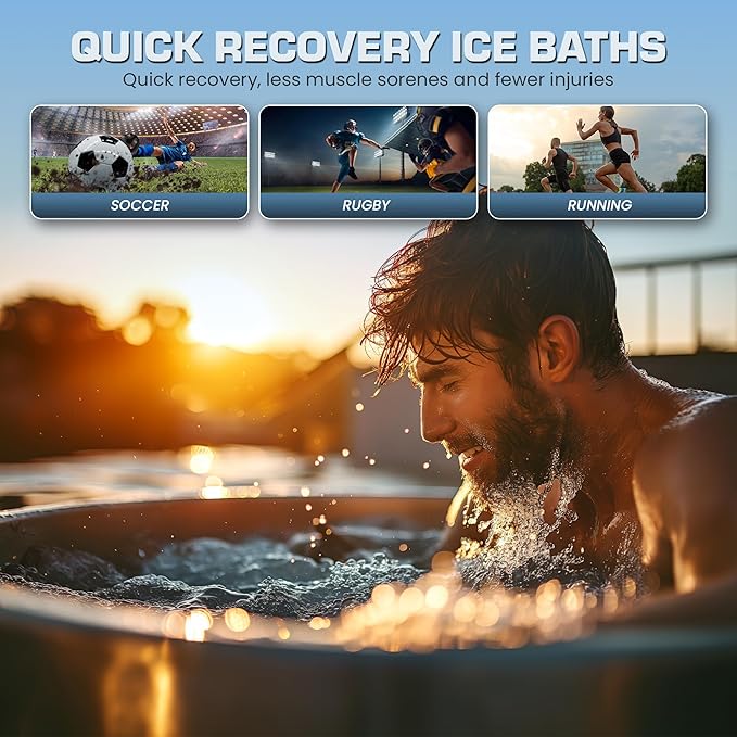 17-Piece XL Portable Ice Bath Tub for Adults -105 Gal 5-Layer Cold Plunge Tub with Water Chiller Included & Thermometer, Inflatable Ice Bath Tub w/ 400L Capacity, Athletes Indoor/Outdoor Recovery