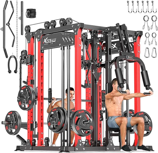 Power Cage,1600lbs Multi-Function Power Rack with Adjustable Cable Crossover System and More Training Attachment, Weight Cage for Home Gym