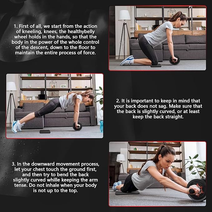 AB Roller Wheel - Ab Roller for Abdominal Workout and Core Strength Training, Portable Ab Wheel Roller Exercise for Men Women Fitness Lover, No Noise Ab Wheels with Thick Knee Pad for Home Gym &Travel