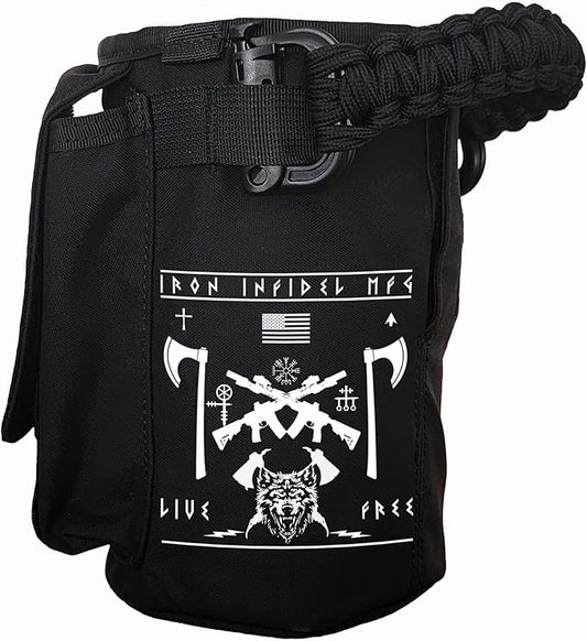 Iron InfideI Battle Bottle Sleeve - 64 oz and 32 oz Water Bottle Sleeve Only for Half Gallon 1L Steel Water Bottle | Rugged Cover with Molle for Versatile Design with Storage for Phone, Wallet & Keys