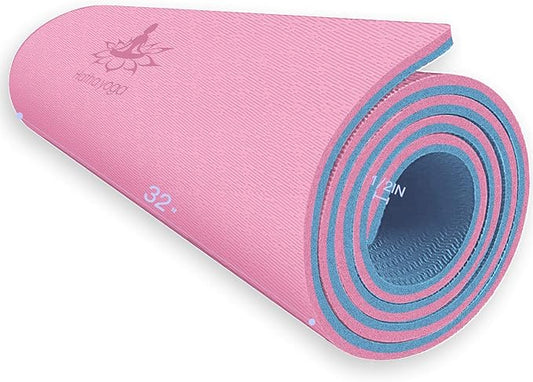 Hatha Yoga Extra Thick TPE Yoga Mat - 72"x 32" Thickness 1/2 Inch -Eco Friendly SGS Certified - With High Density Anti-Tear Exercise Bolster For Home Gym Travel & Floor Outside