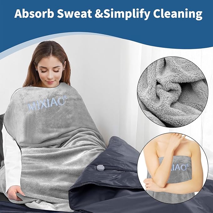 Infrared Sauna Blanket Towel Inserted 30" x 70" Reusable Machine Washable Insert Towel Easy Detoxification Simplifies Clean-Up Super Absorbent Perfect Companion for Infrared Sauna Blanket (Gray)