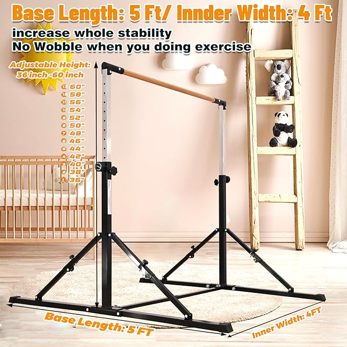 4FT/5FT Gymnastic Bar Set Gymnastics Horizontal Bar Gymnastics Kip Bar for Kids Home Use