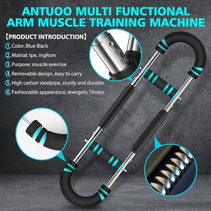 Twister Arm Trainer, 30-100lb Adjustable Chest Workout Bar, Power Arm Trainer for Men, Shoulder Arm Equipment, Forearm Strengthener, Portable Detachable Machine Full Body for Gym Home Fitness