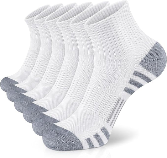 Airacker Athletic Quarter Socks with Cushion Running Ankle Socks for Men Women 6 Pairs