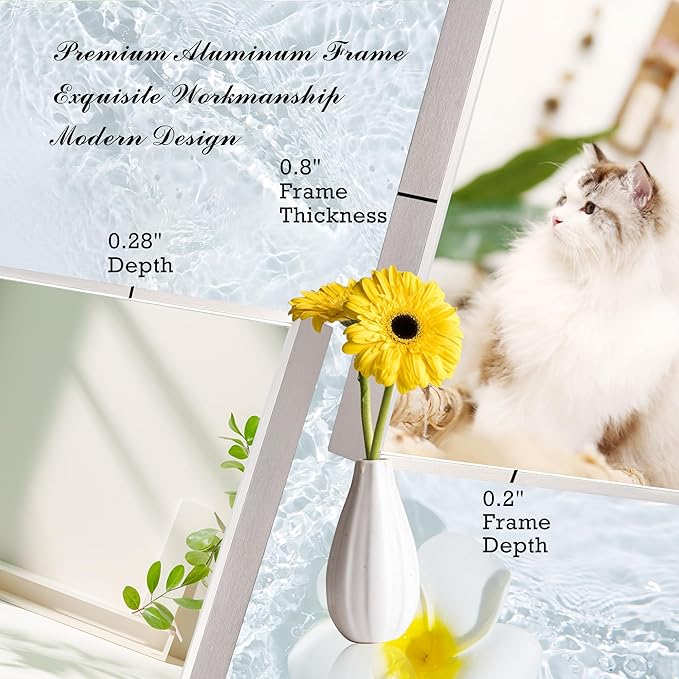 24x30 Inch Nickel Bathroom Mirror for Wall, Aluminum Frame Rectangle Rectangular Vanity Mirror, Modern Large for Bedroom, Living Room, Horizontal or Vertical