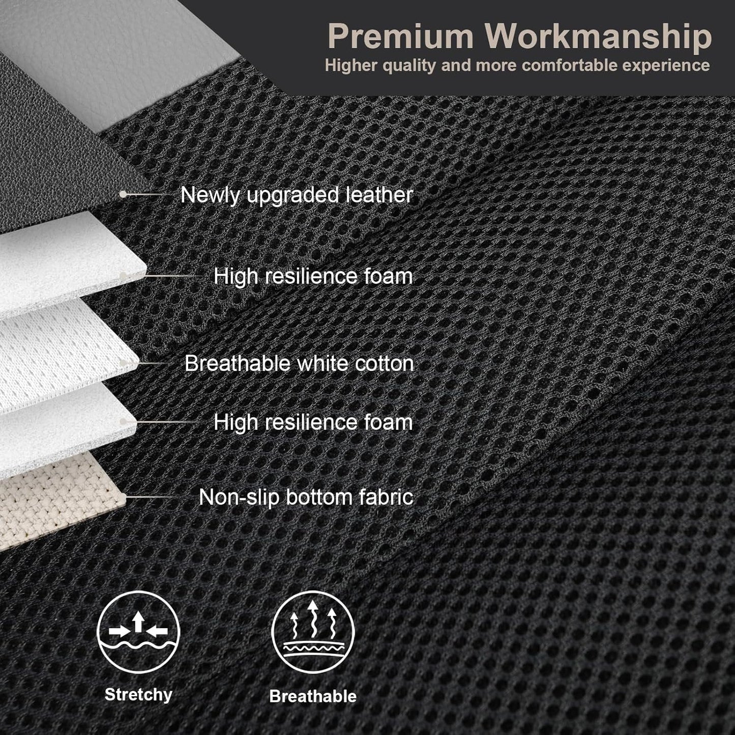 GIANT PANDA Fit Kia Sportage Forte Telluride Sorento Seltos Soul K5 NIRO Carnival Front Car Seat Cover, 3D Air Mesh Breathable Seat Protector, Grey+Black(2-Pack)