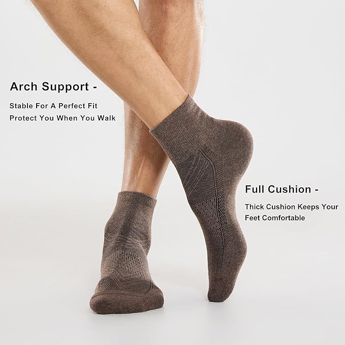CelerSport 6 Pack Men's Ankle Socks with Cushion, Sport Athletic Running Socks