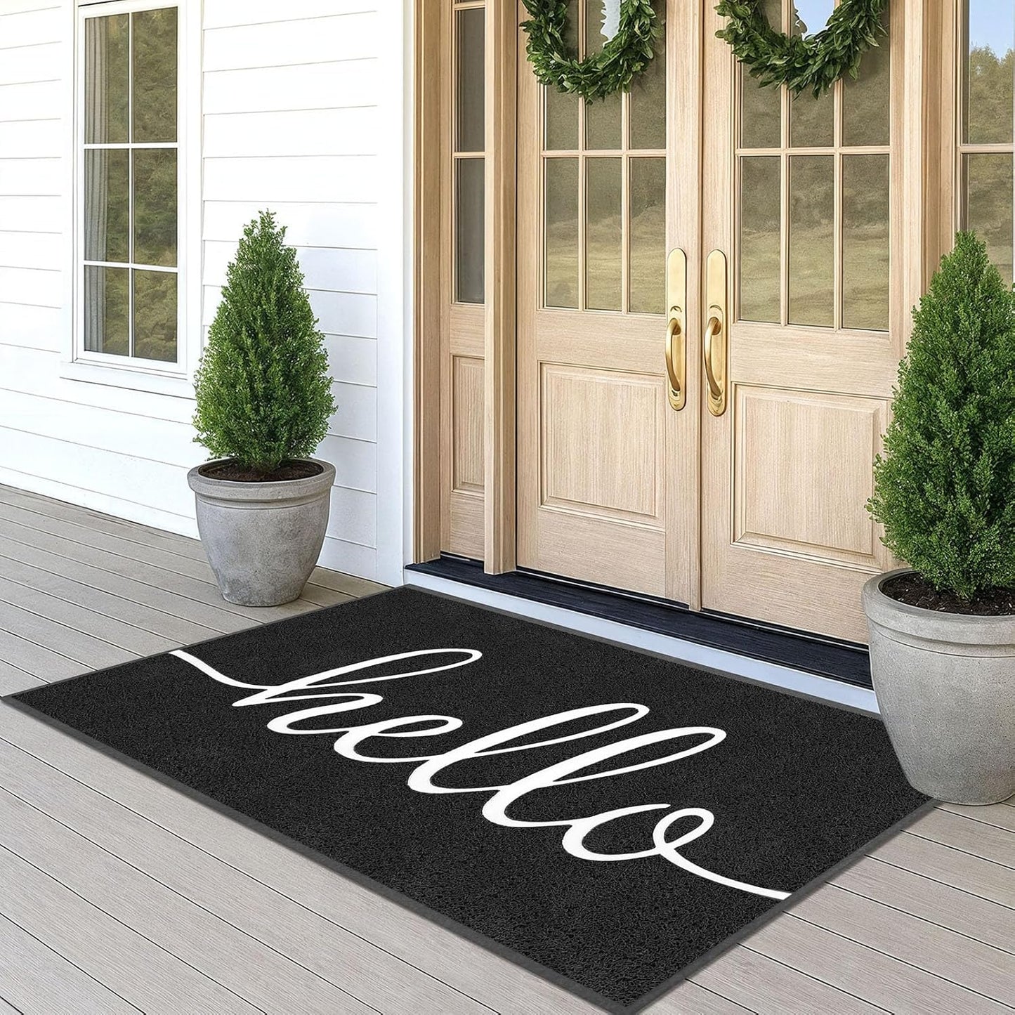 EARTHALL Funny Hello Mats Outside/Inside 71"x47", Front Door Mat Outdoor Entrance, Indoor Outdoor Mats for Home Entrance, Funny Doormat Outside/Inside Entry, Front Porch Decor for Farmhouse
