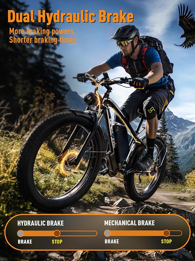 Ebike for Adults Electric, 52V 19.2Ah/32Ah, Peak 2000W/2500W E-Bike, 36/40MPH, 70 Miles/100Miles Long Range, Hydraulic Disc Brake, Off Road Snow Mountain E-Bike, 24"/26" Fat Tire Fast Electric Bicycle