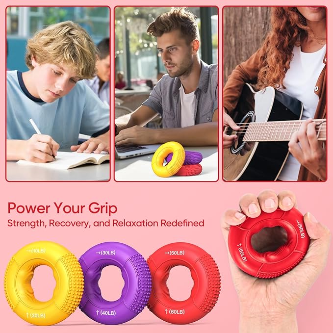 FitBeast Grip Strength Trainer, Finger Exerciser, Stress Balls for Adults 6-Piece Set, Hand Therapy for Strength, Recovery & Stress Relief, Forearm Strengthener for Men, Women & Seniors