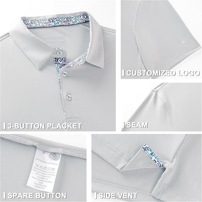Mens Polo Shirts Short Casual Solid Stylish Dry Fit Performance Designed Collared Golf Polo Shirts for Men