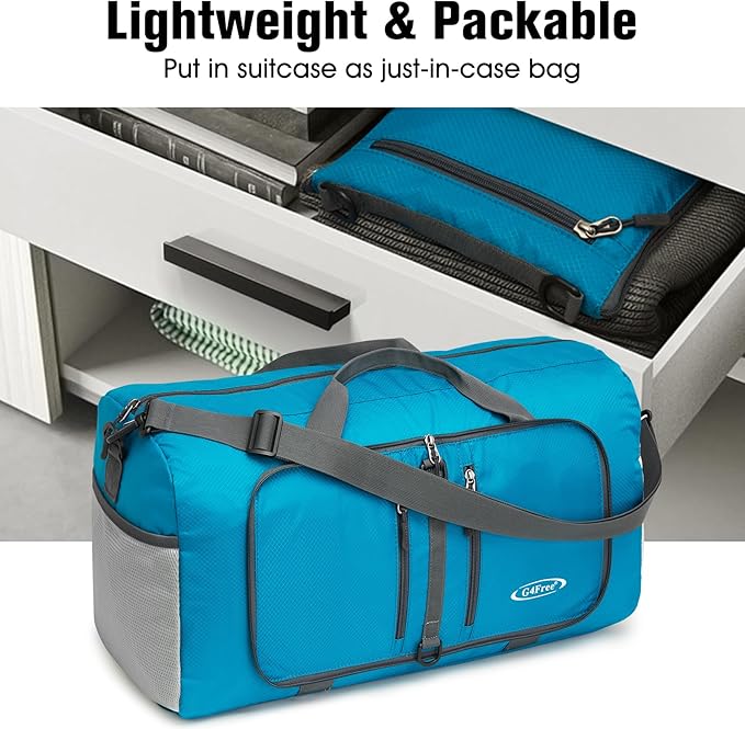 G4Free 40L/65L Foldable Duffel Bag, Water-Repellent Travel Backpack, Lightweight Carry Bag for Overnight Weekender Sports Men Women