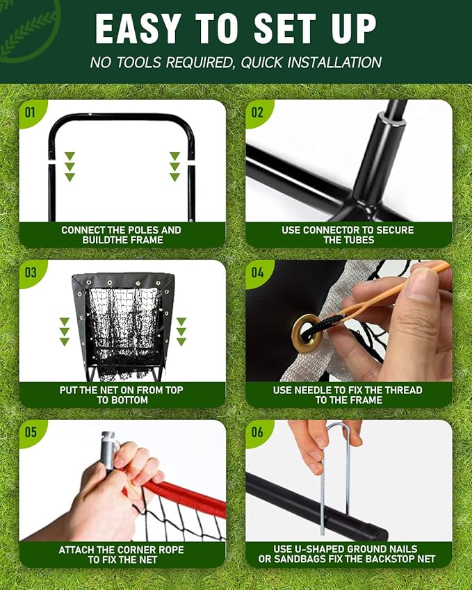 9 Hole Pitching Net, Heavy-Duty Baseball Net with Strike Zone for Pitching and Hitting, Height Adjustable Training Equipment with 9 Pocket Pitching Target for Baseball & Softball Practice