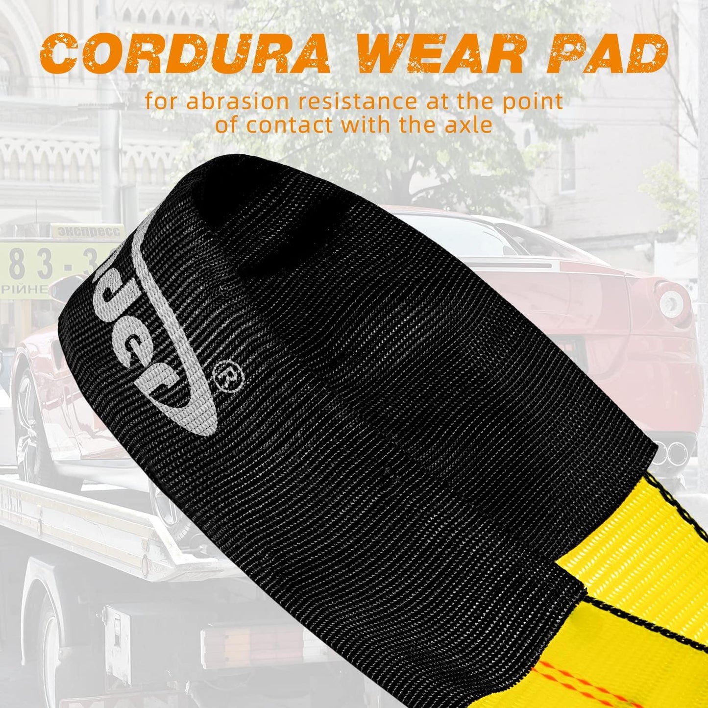 Complete Axle Straps Tie Down Kit 2" x10' Heavy Duty Vehicle Tie Down Strap-Breaking Strength 10,000lbs-Working Load Limit 3,333lbs-Car Tire Straps for Car, Truck, UTV & More