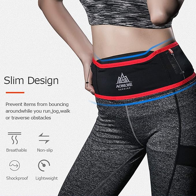 AONIJIE Hydration Belt Running Fanny Pack, with 250ml Soft Water Bottle Flask Phone Holder for Trailing Running Climbing Jogging Cycling Workout Fitness 3 Colors (Red, M/L)