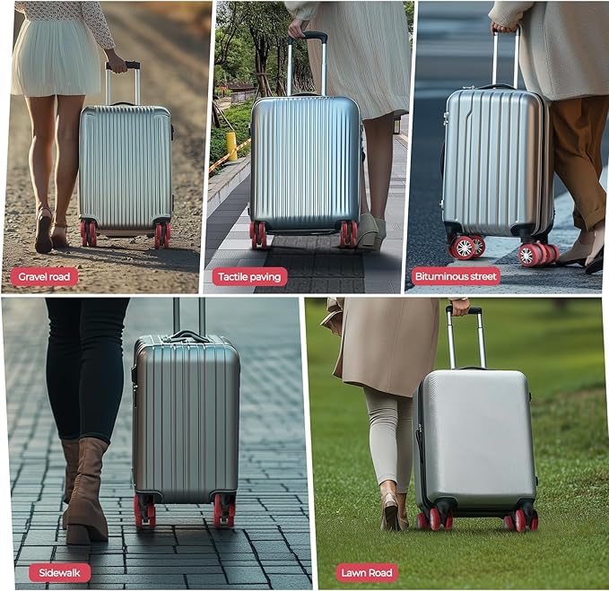 8 Pcs Upgrade Luggage Wheel Covers, Carry On Luggage Suitcases,Wear-Resistant, Anti-Noise, Silicone Wheel Protective Covers for 2-2.4" Spinner Wheel,Essential Travel Accessories (Red)