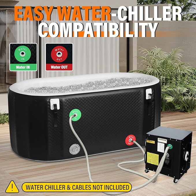 AKSPORT Ice Bath Tub for Athletes, 225 Gallons Inflatable Cold Plunge Tub Compatible with Water Chillers, Icebath for Recovery & Cold Water Therapy, Portable Bathtub for Indoor & Outdoor-Black