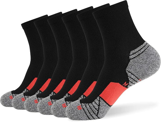 WANDER Men's Athletic Ankle Socks 6-7 Pairs Sports Moisture-wicking Running Basketball Cycling Socks 6-9/10-12/12-14