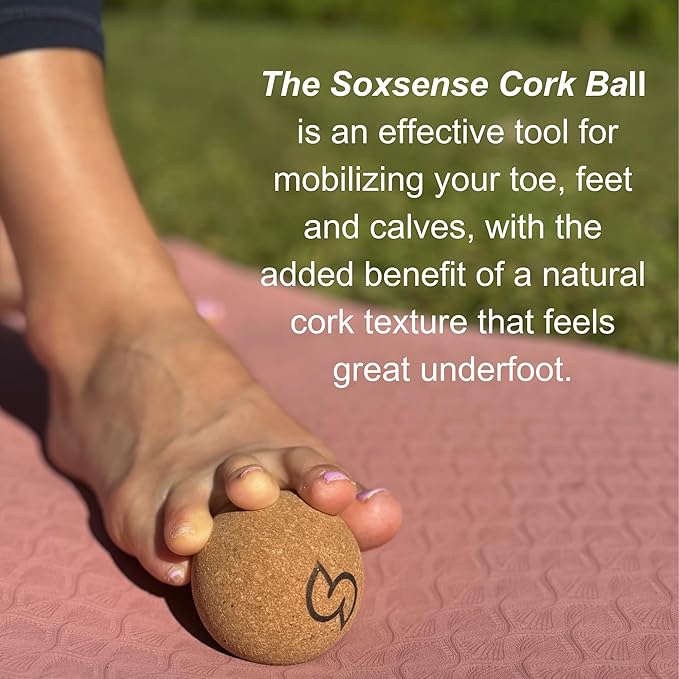 Soxsense Cork Foot Massage Balls & Toe Stretching Bands Set (4 PCS) – Plantar Fasciitis Relief, Foot Pain Therapy Tools