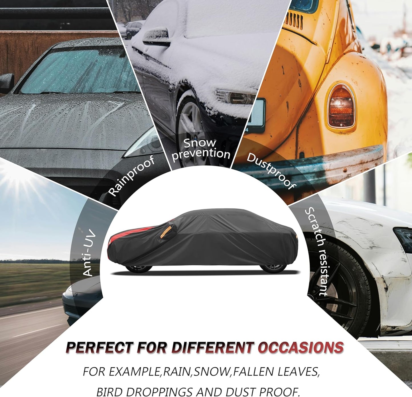 Car Cover Waterproof All Weather for Automobiles (1 Sedan Car Cover, A5 Fit Sedan Length Up 194-206 inch)