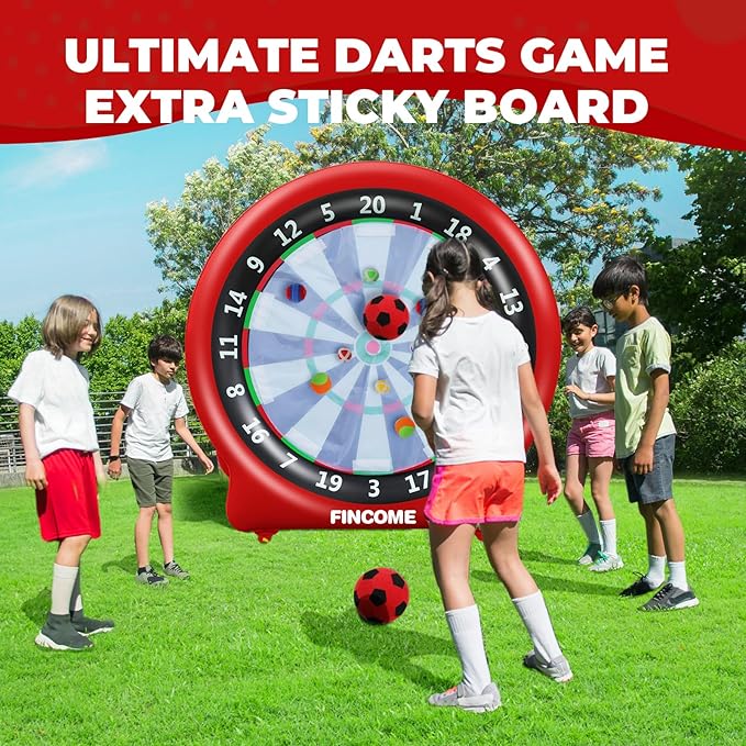 Inflatable 6ft Giant Dartboard, Golf Darts Kick Darts, Soccer & Throw Darts Game with Pump, 2 Kickball, 4 Throw Balls, 20 Golf Balls, Chipping Mat, Giant Dart Board Target Yard Games