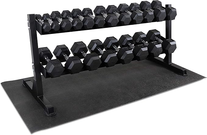 WF Athletic Supply Heavy-Duty Dumbbell Rack Stand, Weight Rack for Home Gym, Weight Holder, Available Sizes for Storage 5-50LB or 5-75LB Dumbbell Pairs, Black/Red/Green/Blue, RACK ONLY