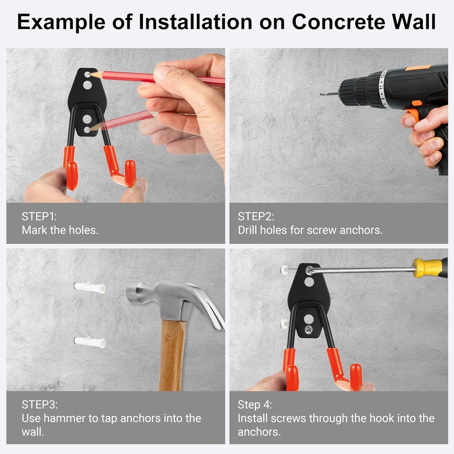 Garage Hook Heavy Duty Wall Storage Hangers, 30 Pack Garage Storage Hooks Steel Tool Orange for Ladders, Ropes, Garden Tools