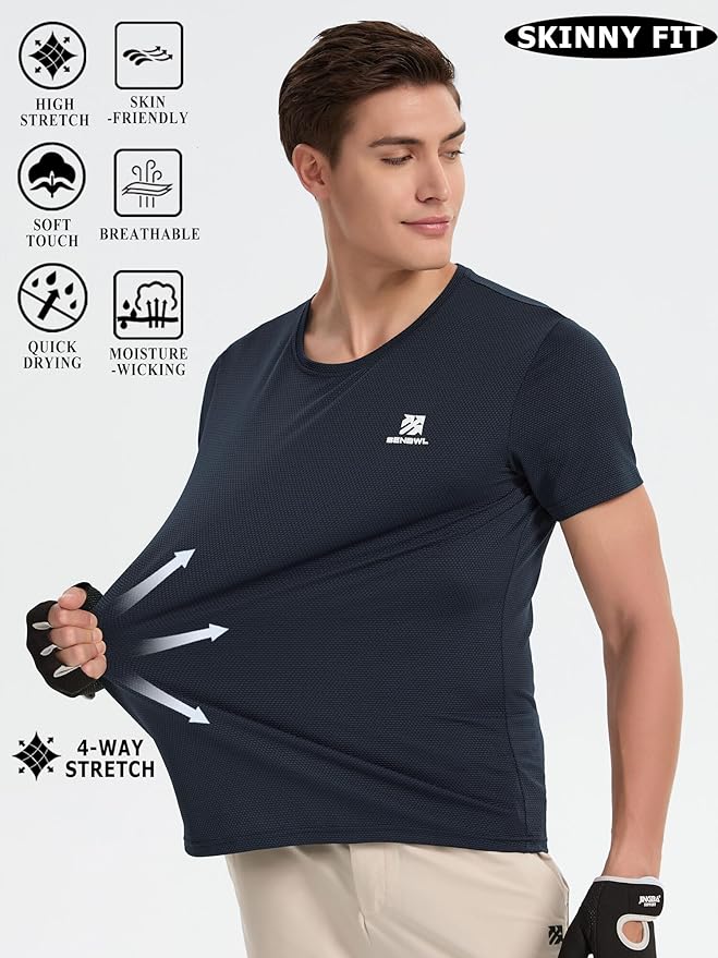 Moisture Wicking Quick Dry Soft Pickleball Workout Hiking Camping Running Shirts for Men Outdoor Sports