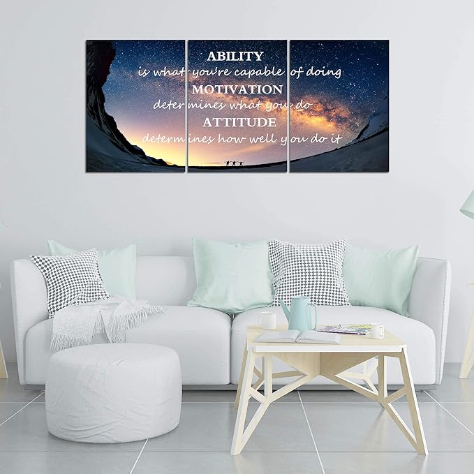 3 Panels Successful Inspirational Posters Quotes Wall Art Ability Modern Motivational Painting Picture Prints on Canvas Artwork Motto for Office Bedroom Decor Living Room Home Decor (72”Wx36”H)