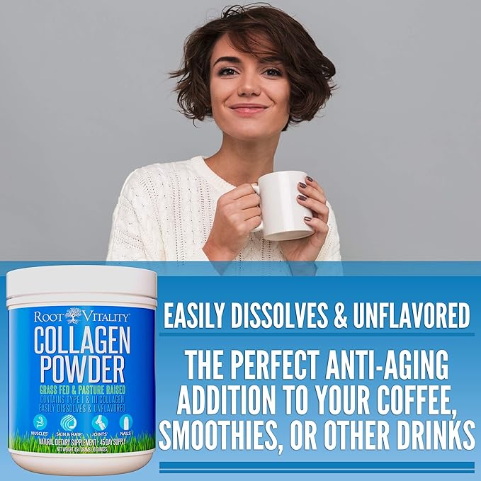 Collagen Peptides Powder - Grass-Fed, Pasture-Raised Hydrolyzed Protein Supplement for Skin, Hair, & Nails - Non-GMO, Zero Sugar Daily Supplement for Men & Women (45 Servings)